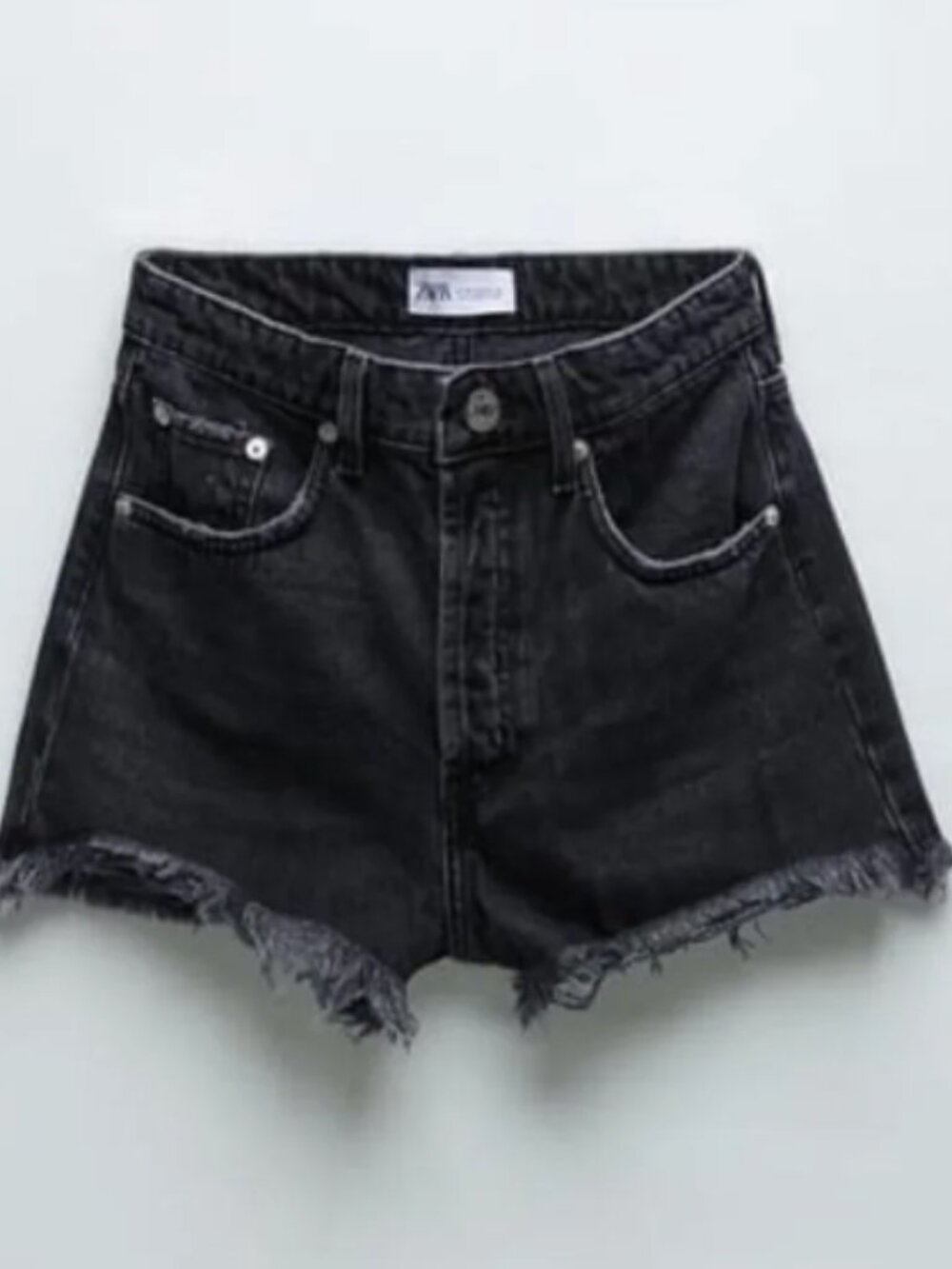 Zara Black Denim Frayed Cutoff Shorts – Size 8